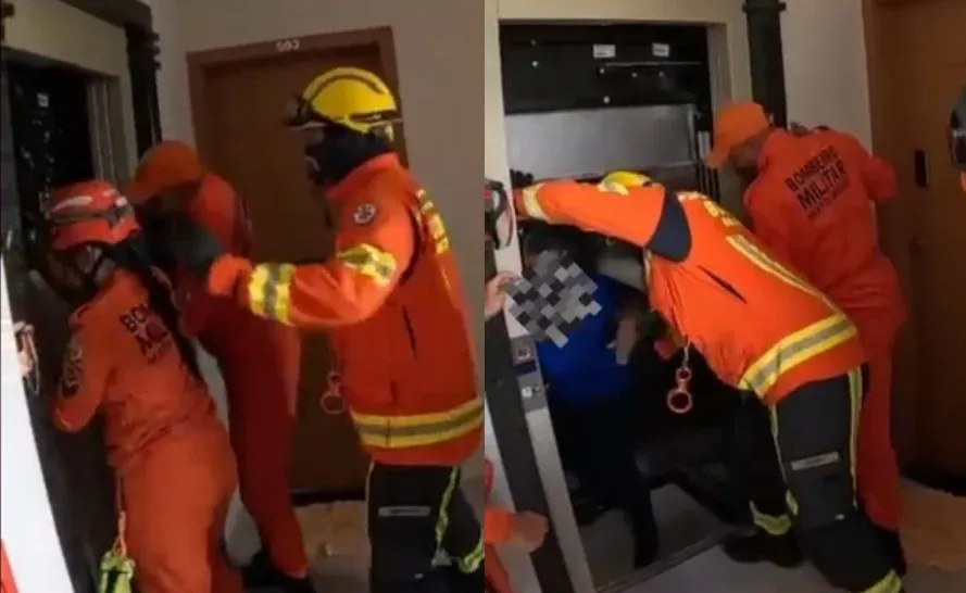 Moradores são resgatados após ficarem presos em elevador de condomínio por queda de energia em Sorriso.webp