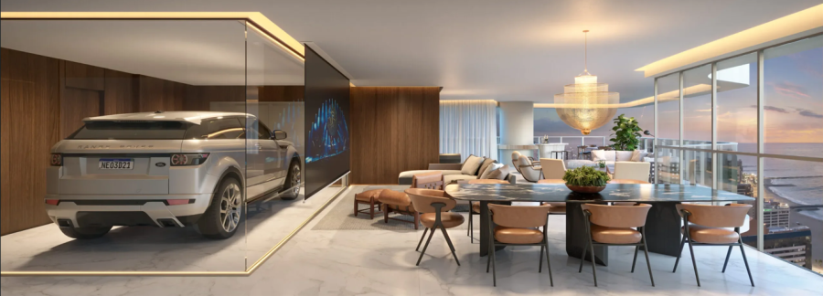 Vagas dentro do apartamento: edifícios de luxo transformam garagem em extensão da sala