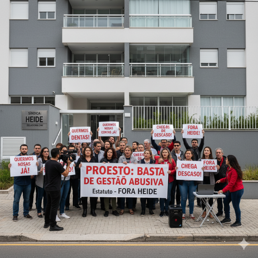 Moradores protestam em condomínio de Londrina e pedem saída da síndica após aumento nas taxas condominiais