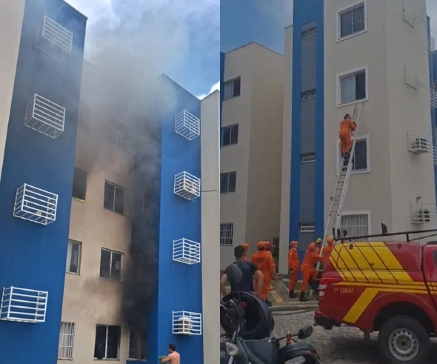 Incêndio atinge apartamento em condomínio na zona sul de Teresina e criança é resgatada pelo Corpo de Bombeiros