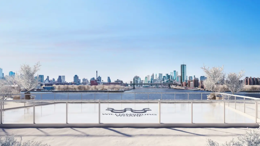 A piscina de condomínio que se transforma em pista de patinação no inverno em Nova York