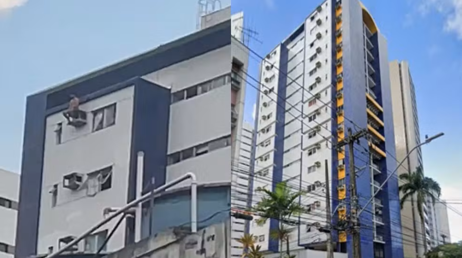 Após ameaçar companheira, homem sobe em caixa de ar-condicionado no 12º andar em Recife