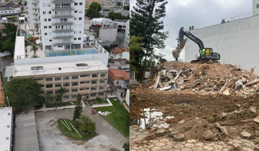 Prédio que afundou em Itajaí (SC) é demolido após evacuação de moradores