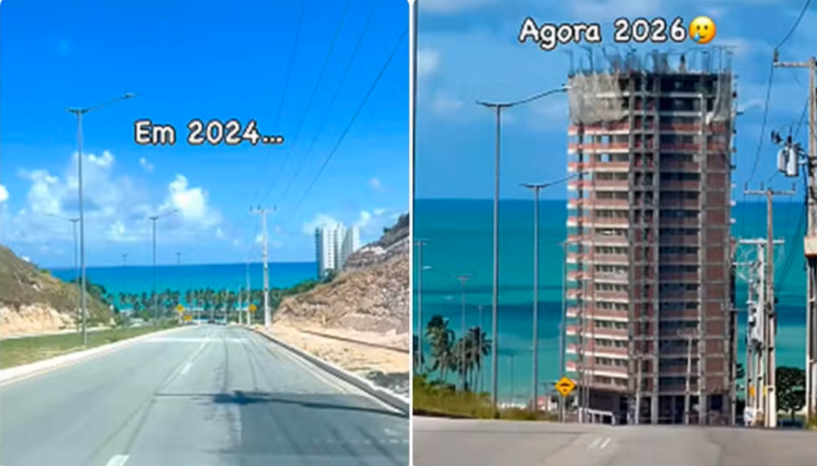 Construção de prédio de luxo bloqueia vista do mar em Maceió e gera críticas nas redes sociais