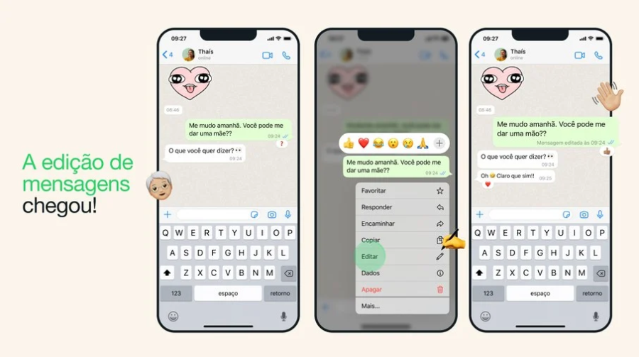 WhatsApp lança recurso que permite editar mensagens enviadas