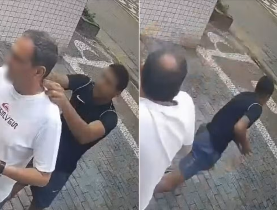 Homem tem corrente roubada antes de entrar em prédio no litoral de SP