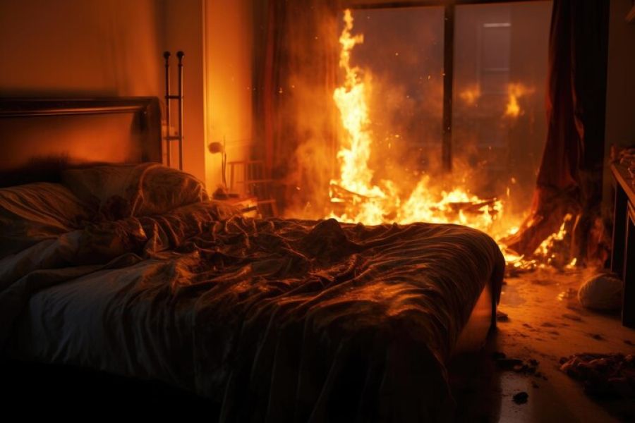 Família escapa ilesa após incêndio atingir quarto de apartamento em Maceió