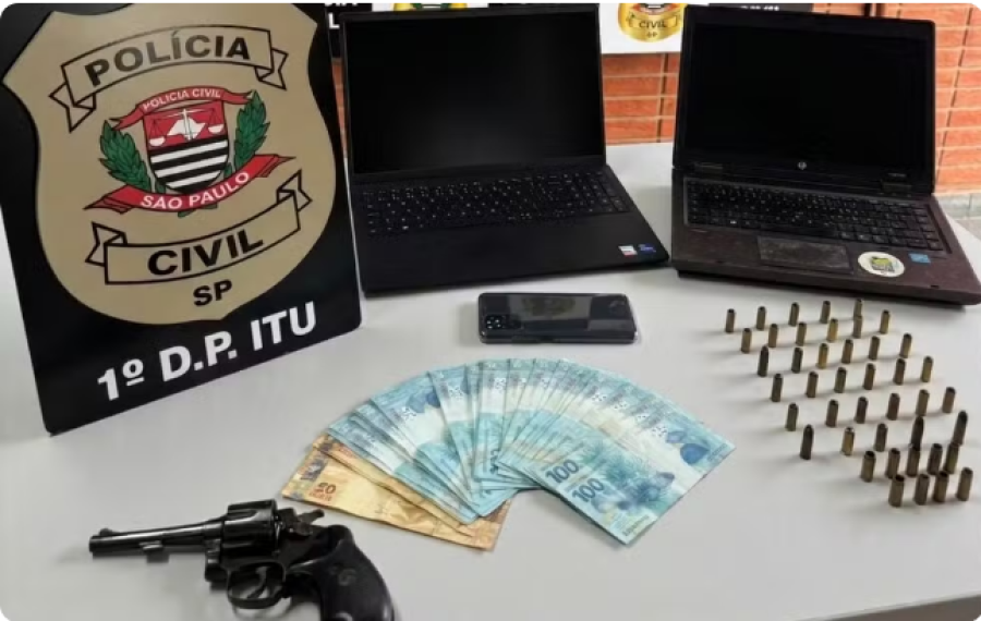 Polícia apreende arma, munições e dinheiro em condomínio de alto padrão em Itu